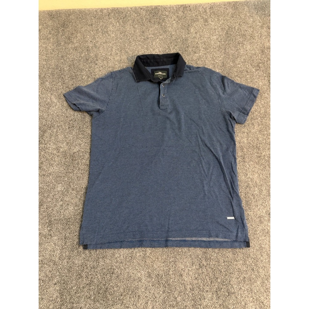 Rodd & Gunn Mens XL Sports Fit Polo Shirt Navy Blue Micro Dot Short Sleeve